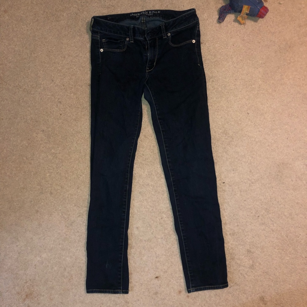 american eagle dark wash skinny jeans